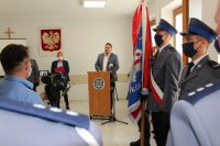 Przemówienie Starosty Sokólskiego do policjantów Komendy Powiatowej Policji w Sokółce.