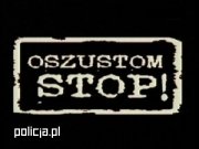 Napis koloru białego na czarnym tle - OSZUSTOM STOP!