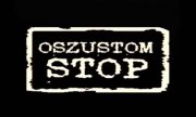 Biały napis na czarnym tle stop oszustom.