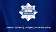 Odznaka Policyjna na niebieskim tle.