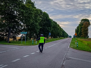 Policjant zatrzymuje auto.