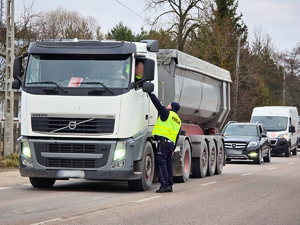 Policjanci sprawdzają trzeźwość kierowców.