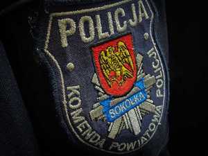 Naszywka z napisem Komenda Powiatowa Policji w Sokółce.