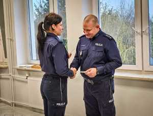 Policjanci podczas spotkania wigilijnego.